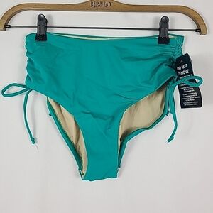 NEW Swimsuits For All Teal High Waisted Side Cinche Bikini Bottom Size 8